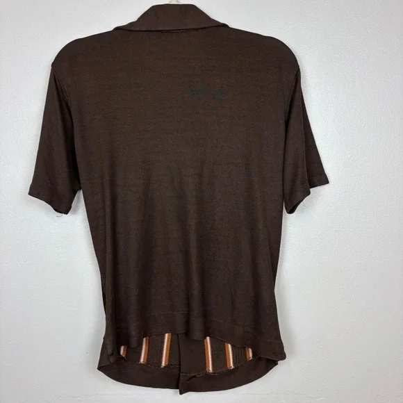MarVista Sportswear Mens VTG Button Up Polo Shirt Sz S Short Sleeve Brown Stripe - Picture 16 of 17